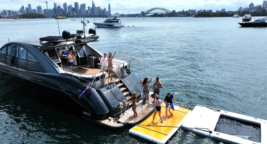 Guests by PROMETHEUS’s swim platform and floating pool