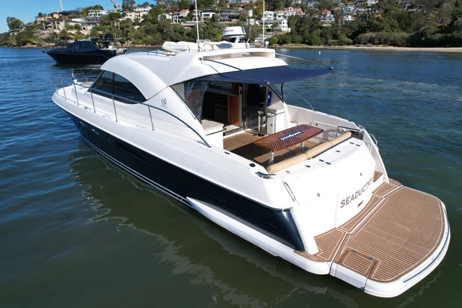 SEADUCTION’s open aft deck and swim platform from above
