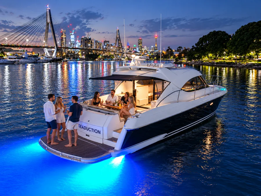 SEADUCTION on the harbour after dark